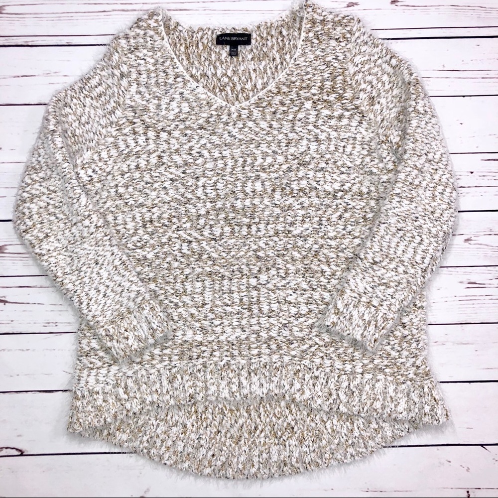 Lane Bryant White Gold Metallic Sweater - Picture 5 of 8